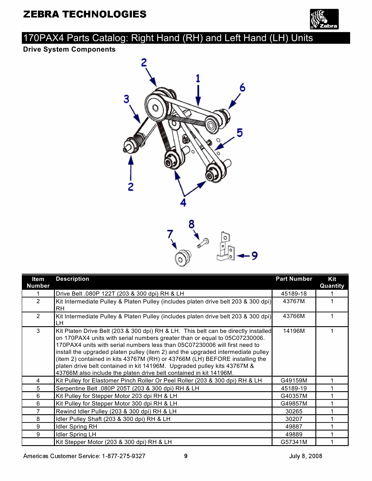 Zebra Label 170PAX4 Parts Catalog-4